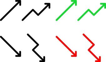 Chart increase decrease arrow icon set. Business growing chart with arrow. economy rise and decline symbol. upward or downward trend bar chart sign. profit and loss statistics vector