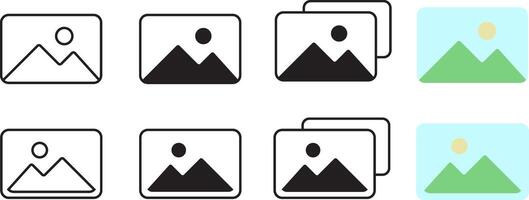 Gallery icon set. image symbol. photo gallery sign and symbol. Picture signs. Photograph button. Painting frame concept vector
