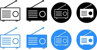 Radio icon set. Electronic Device. Communication Media icon sign. FM broadcast symbol Old retro Receiver waves vector
