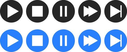 Set of play button icon. Right button. Icon for design. music start sign. play bar template with button play or pause vector