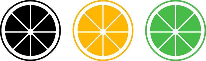Citrus slices icon set. accompanied by leaves and decorative elements. Lemon Slices Seamless vector