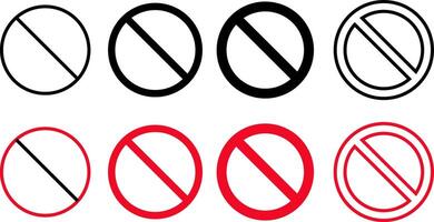 No icon set. Stop sign symbol. Ban icons vector
