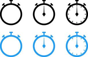 Timers icon set. Time clock sign collection. Time and Clock symbol. Clocks icons vector