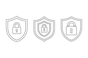 Editable Web Security Shield Padlock Icon Sets, shield security padlock icon, digital protection lock icon, encrypted shield padlock , cyber security shield icon vector