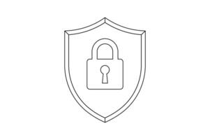 Flat Editable Security Shield Icon, shield security padlock icon, digital protection lock icon, encrypted shield padlock , cyber security shield icon vector