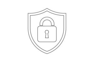 Editable Safe Padlock Icon, shield security padlock icon, digital protection lock icon, encrypted shield padlock , cyber security shield icon vector