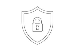 Editable Data Protection Icon, shield security padlock icon, digital protection lock icon, encrypted shield padlock , cyber security shield icon vector