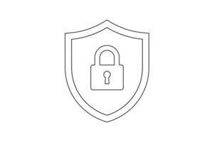 Editable Shield Lock Icon, shield security padlock icon, digital protection lock icon, encrypted shield padlock , cyber security shield icon vector