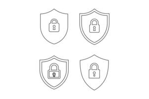 Editable Digital Security Shield Padlock Icon Sets, shield security padlock icon, digital protection lock icon, encrypted shield padlock , cyber security shield icon vector