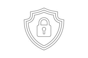 Editable Padlock Shield Security Icon, shield security padlock icon, digital protection lock icon, encrypted shield padlock , cyber security shield icon vector