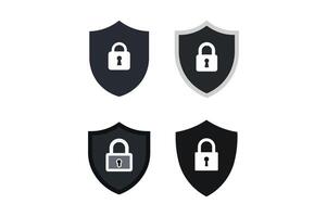 Shield Security Padlock Icon Sets, shield security padlock icon, digital protection lock icon, encrypted shield padlock , cyber security shield icon vector
