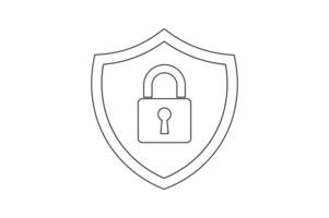 Shield Lock Editable Icon Design, shield security padlock icon, digital protection lock icon, encrypted shield padlock , cyber security shield icon vector