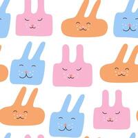 seamless pattern with colored funny rabbits vector