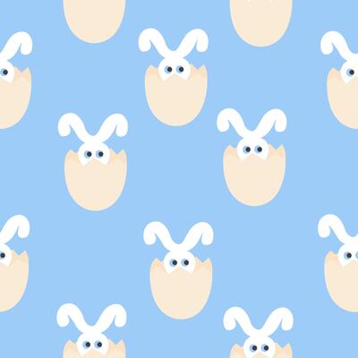 seamless pattern with white rabbit in egg's shell