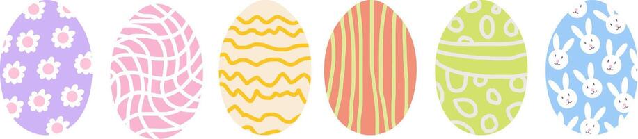 set of simple patterned easter eggs vector