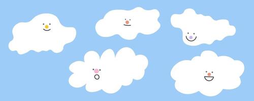 set of funny groovy clouds vector
