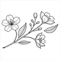 floral art illustration features a leafy tree branch with a spring flower pattern for nature inspired design vector