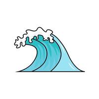 Sea ocean wave in flat style isolated without background. Catch a wave, surf. illustration vector