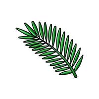 Palm tree leaf isolated without background in a black outline. illustration vector
