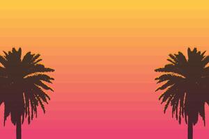 Summer background in retro style. background with palm and sunset. illustration vector