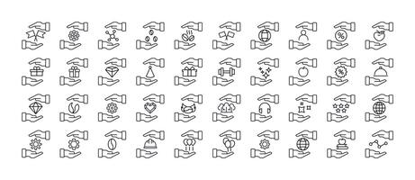 Present, Gift, Charity, Credit Bundle of Related Line Icons. Outline Signs for Graphic and Web Design, Apps, Adverts, Various Cards vector