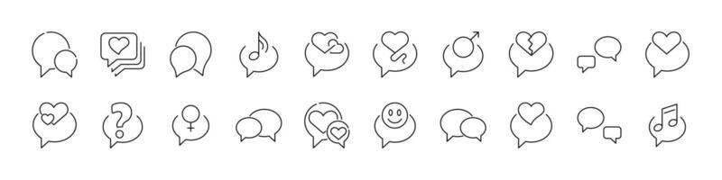 Set of Line Icons of Speech Bubble. Minimalistic Linear Pictogram for Web and Graphic Design, Apps, Banners, Social Network and Cards vector