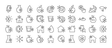 Items by Snowflakes Line Icon Pack. Outline Signs for Graphic and Web Design, Apps, Adverts, Various Cards vector