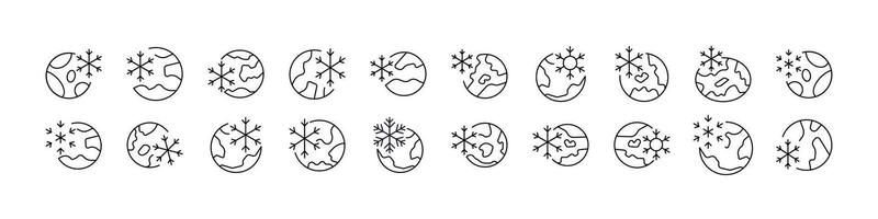 Global Cooling Modern Outline Style Icons for Design, Cards, Apps, Social Networks vector