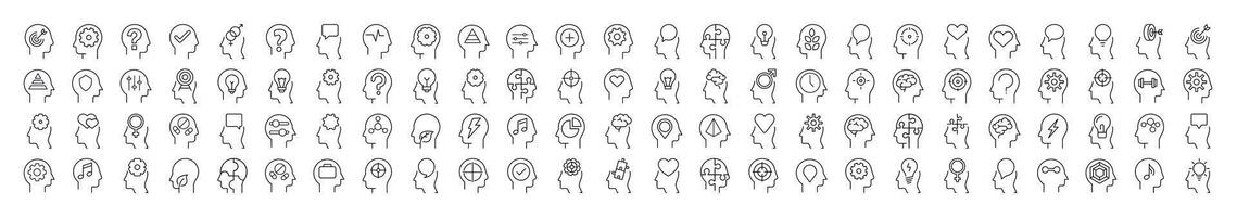 Various Items in Head Line Icon Pack. Outline Signs for Graphic and Web Design, Apps, Adverts, Various Cards vector