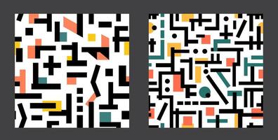 Set of bright abstract modern seamless patterns in the style of geometry and cubism. Design for wrapping, backgrounds, printing on fabric and textiles in extravagant style, for children and holidays vector