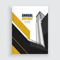 Annual report cover with a building in the background vector
