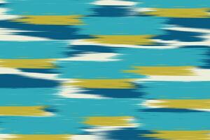 Abstract Ikat Pattern in blue and yellow. vector
