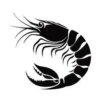 Black silhouette shrimp icon. Simple design element, illustration vector