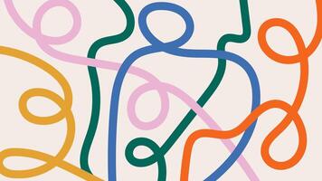 Fun abstract background with colorful bold lines. Childish naive design. Minimal hand drawn pattern vector
