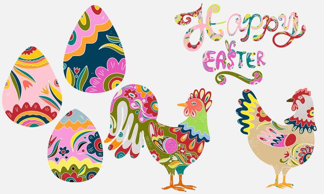easter egg rooster and hen