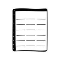 Minimalist Black And White Sketch Of A Binder Sheet With Placeholder Lines vector