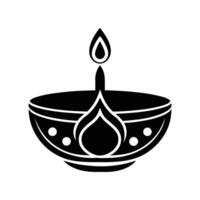 Black And White Diwali Diya Illustration For Festival Of Lights Template Design vector