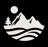 A mountain and a tree in the middle of a lake vector
