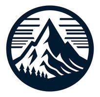 Mountain landscape with trees and mountains illustration in a circle vector
