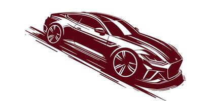 Car is shown in a drawing on a white background vector