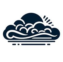 A cloud with waves and sun in the background vector