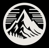 A mountain and trees in a circle logo vector