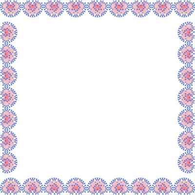 Square border frame with flourish decoration. Onion flower pink purple flowers. Cute empty frame box