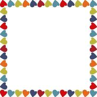 Hearts doodle elements frame. Cute hand drawn empty frame box. Frame with empty space for your text vector