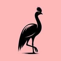 Elegant Crested Crane Silhouette. Graceful Bird Art vector