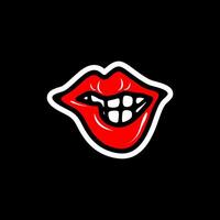 Bold Red Lips with Playful Bite Illustration vector