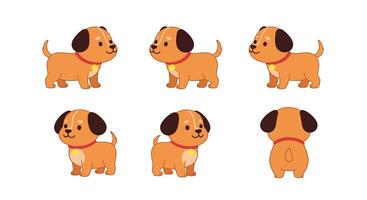 Cute cartoon dog character in playful poses with flat design style art vector