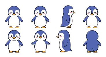 Cute penguin character animation frames in flat design art vector