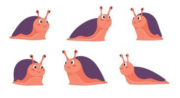 Snail character transformation in playful flat art illustration vector