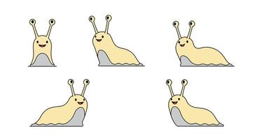 Cute smiling snail character in flat design style illustration vector